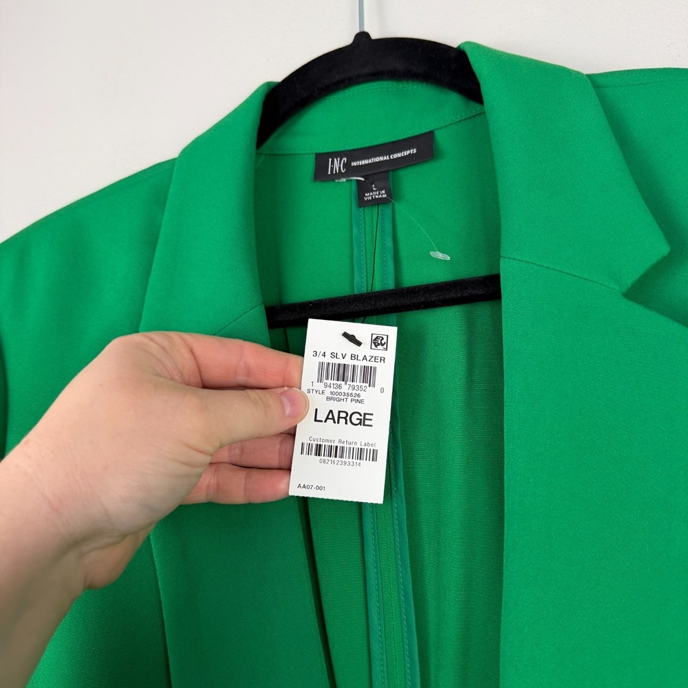 International Concepts Blazer Jacket Womens L Green Classic Notch Lapel Collared - Picture 4 of 16